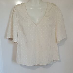 Elegant Cream V-Neck Women's Top